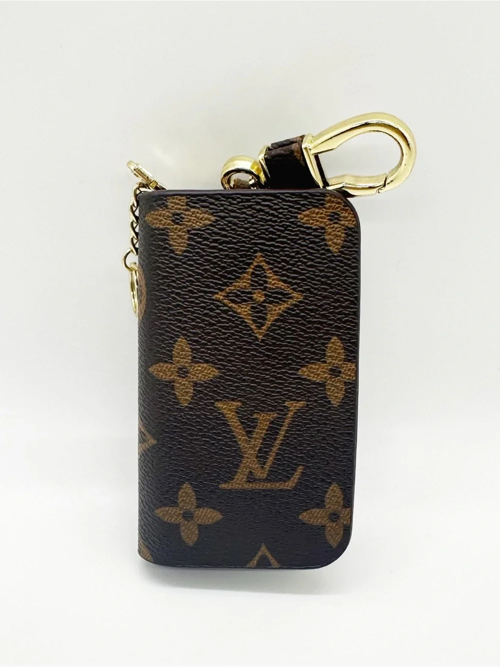 Louis Vuitton Monogram Brown and Gold Clip Key Holder Case